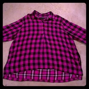 Pink and black long sleeved high/low tunic